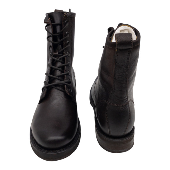 Frye Dark Brown Veronica Leather Lace Up Heeled Combat Boots 7.5 - Picture 7 of 12